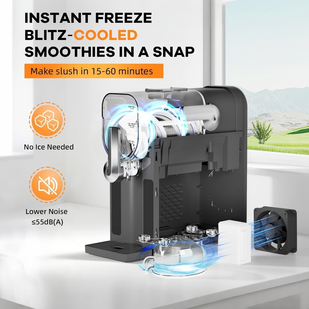 88 oz Slushie Machine for Home No Ice Needed LED Display & 6 Pre-Set Programs