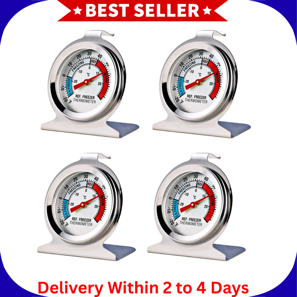 4 Pack Refrigerator Freezer Thermometer Large Dial Analog Thermometer...
