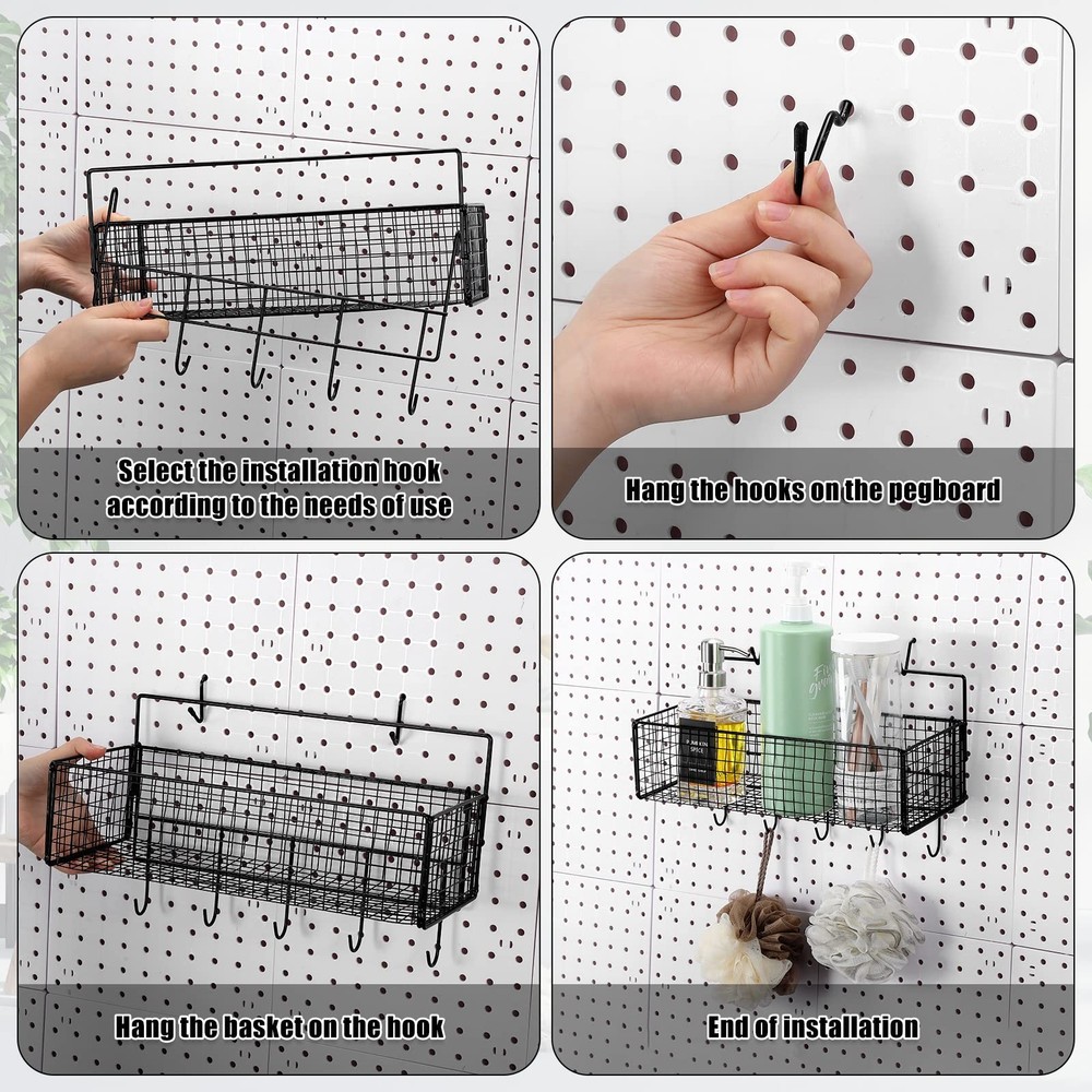 Shimeyao 2 Pcs Pegboard Accessories Set Including 2 Baskets black
