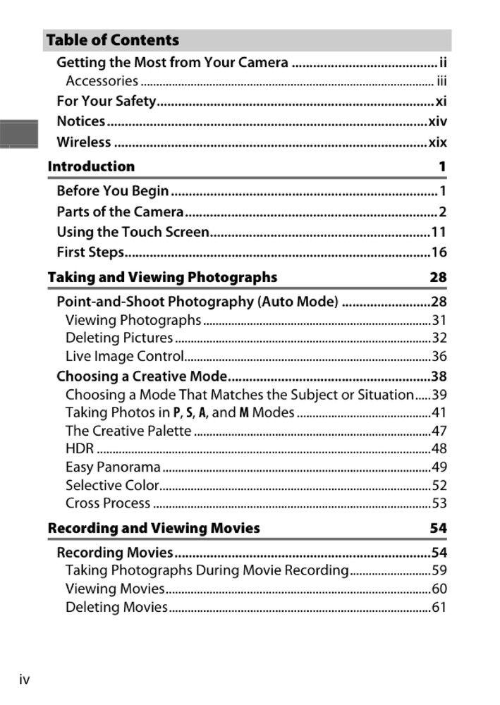 Nikon 1 J4 — User Reference Manual Guide — 262 Pages — Printed & Bound in USA