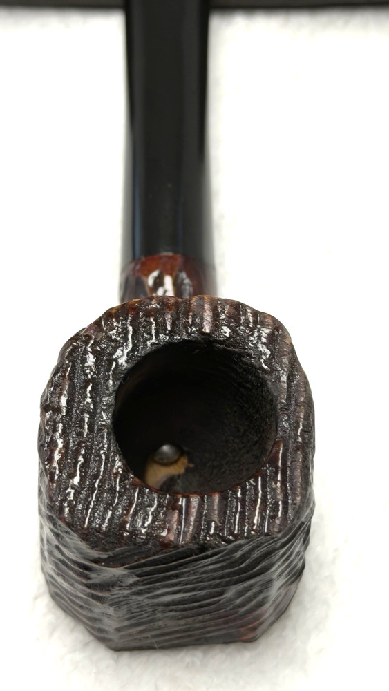 UNKNOWN MAKER: UNSMOKED 4 Panel Rustic Pot, Pristine Tapered Ebonite Stem