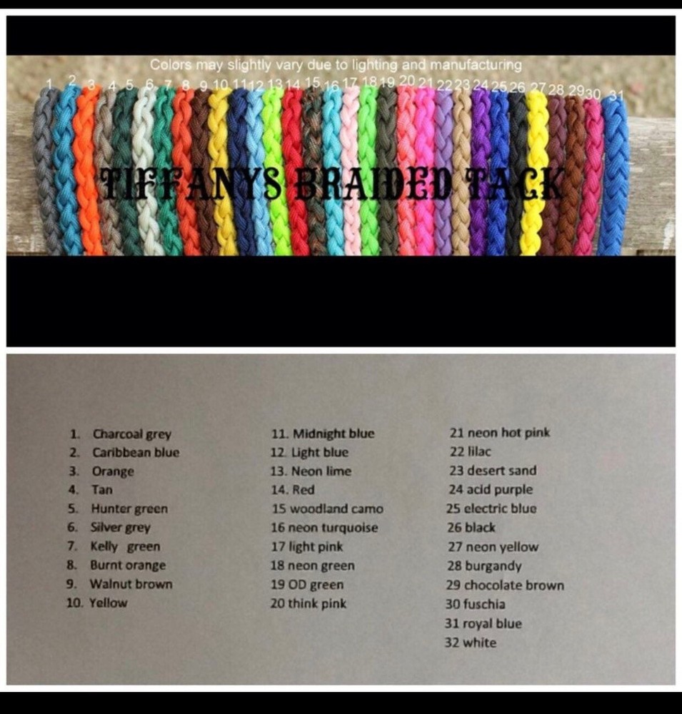 Flat Braided split reins 5/8", Paracord Rein