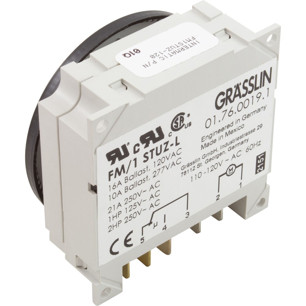 Timer, Grasslin, SPDT, Panel Mount, 115v, 24hr