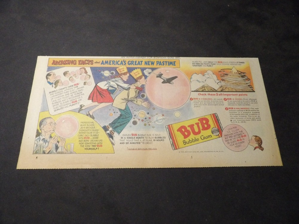 Bub Bubble Gum ad - 1947 - 1 Third-Size Sunday