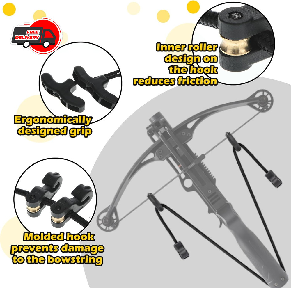 66 Inch Crossbow Cocking Rope with 2 Bowstring Wax, T‑Handle Rope Cocker Pull As