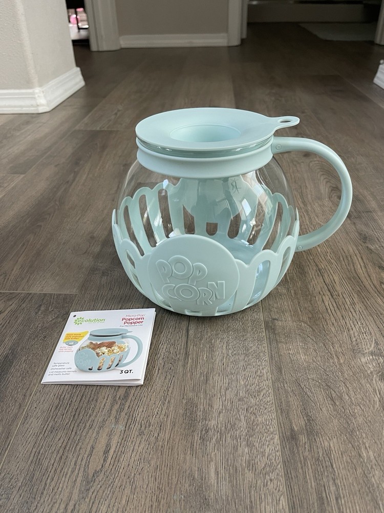 Ecolution Micro-Pop Popcorn Popper 3QT Light Blue Microwave Maker NEW