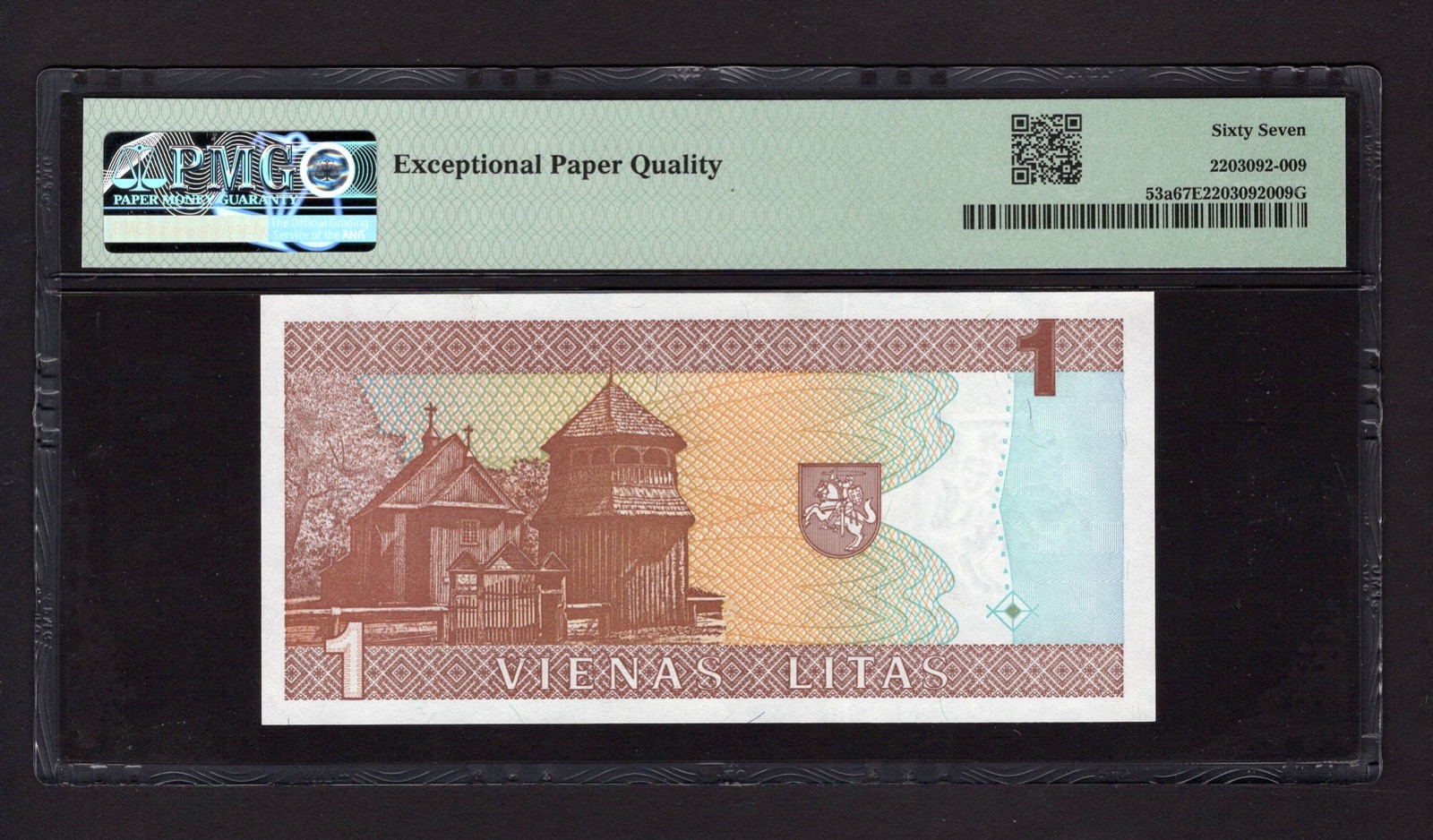 Lithuania One Litas 1994 P53a Uncirculated Grade 67