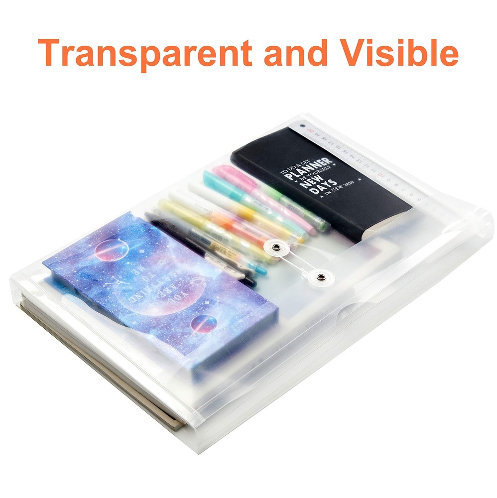 12 Pack Plastic Envelopes with String Tie Closure Clear File Folders