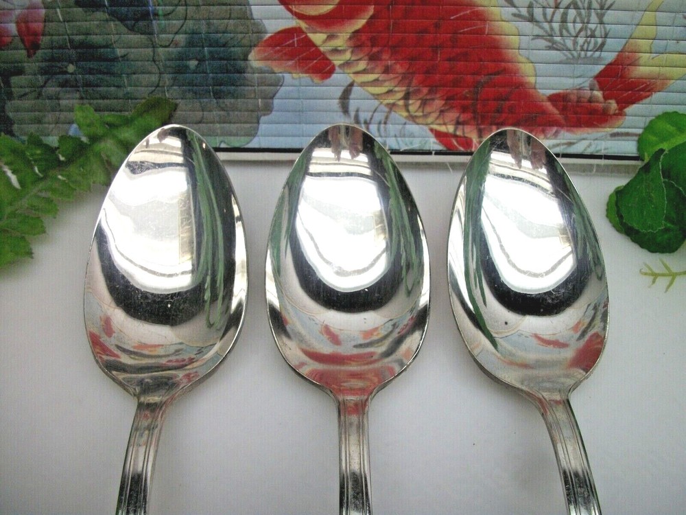 3 International Silver ARGYLE Silverplate Solid Serving Spoons 1938