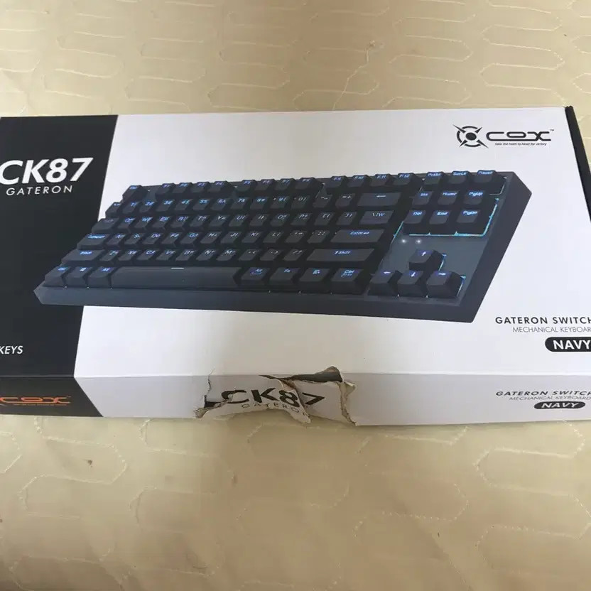 COX Gateon LED Mechanical Gaming Keyboard Cherry Red Switch Tenkeyless Navy