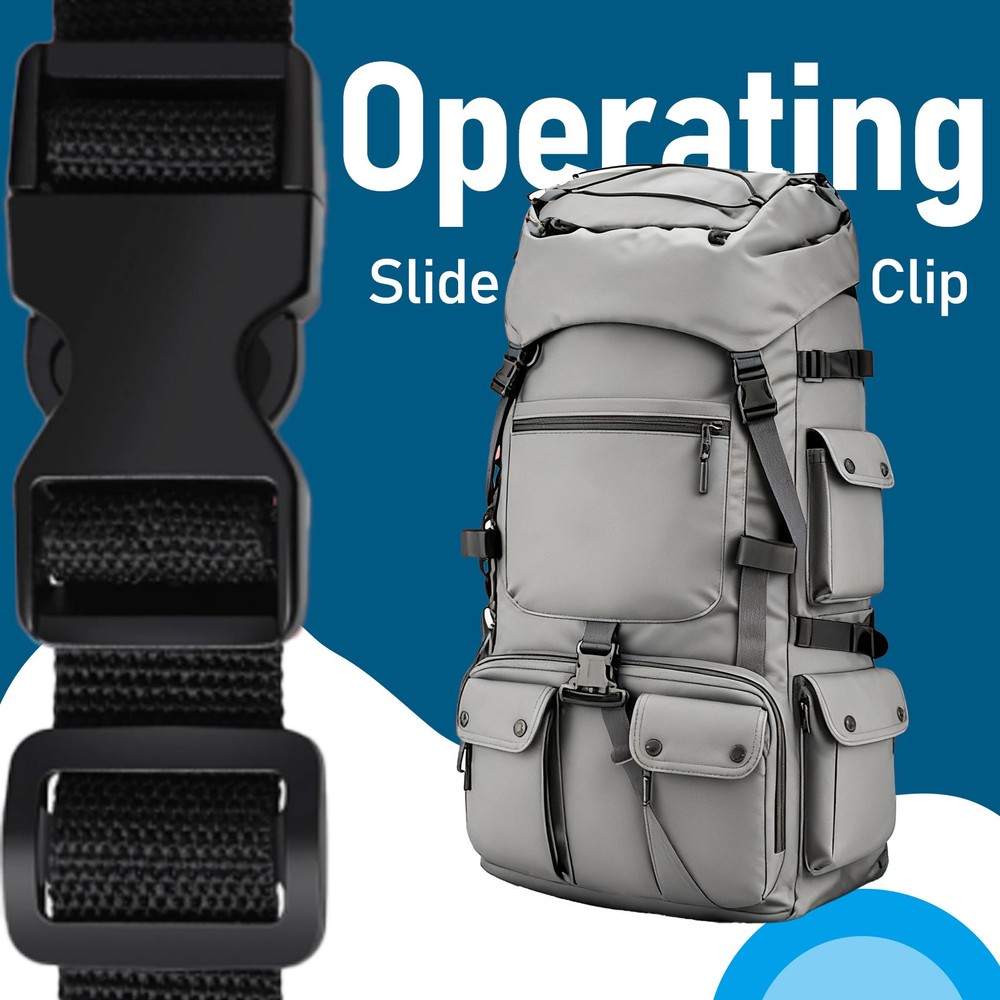 2 pack 1 inch 11 Yards Nylon Webbing Strap / 2 Set Plastic Buckles Side Release