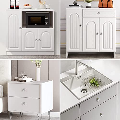 8 Pack Satin Brass Knobs for Cabinet Crystal Gold Cabinet Knobs Vintage Glass...