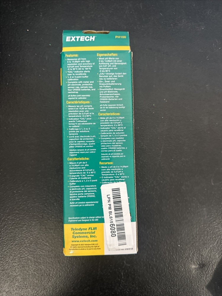 Extech ExStik PH100 Waterproof pH Meter With Box Opened Box