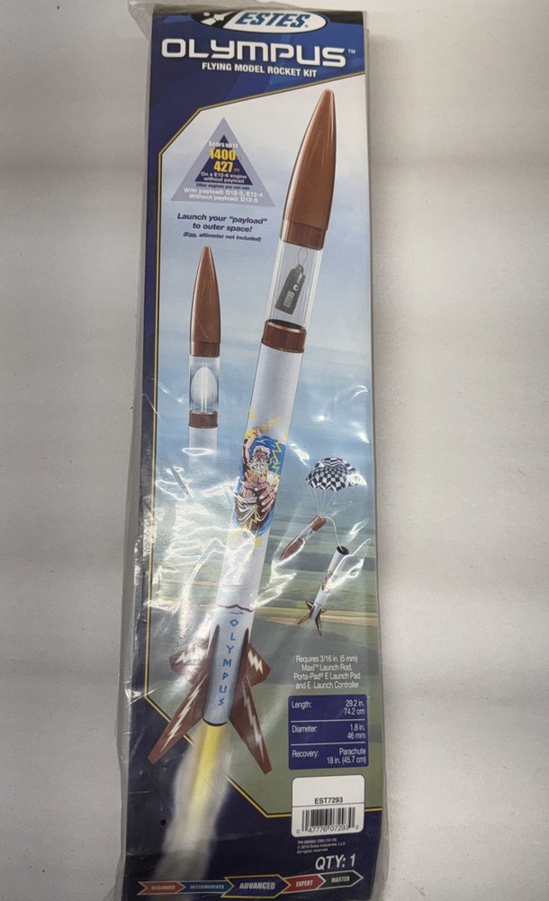 Estes Olympus #7293 Flying Model Rocket! Large 29” D & E Powered Payload Rocket!