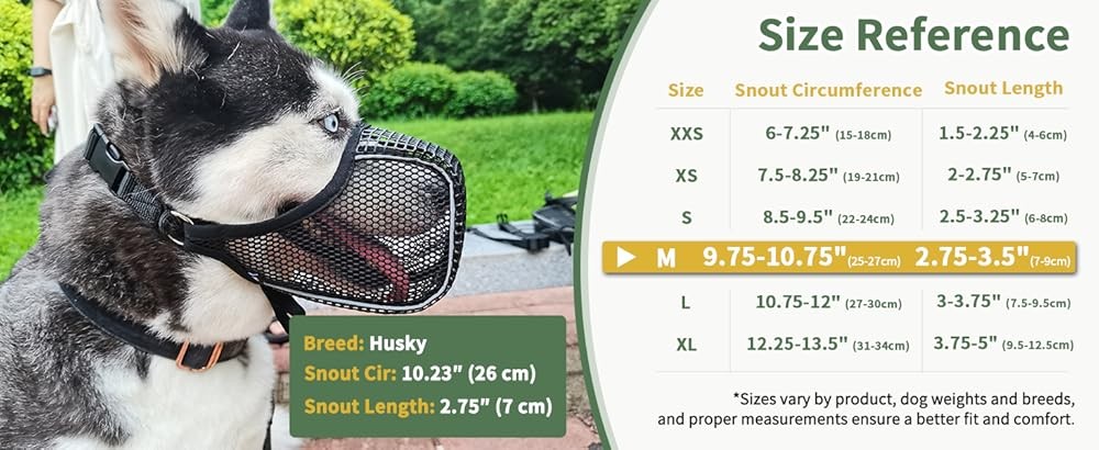 Dog Muzzle, Patented Mesh Muzzle with Panting Room for Lar