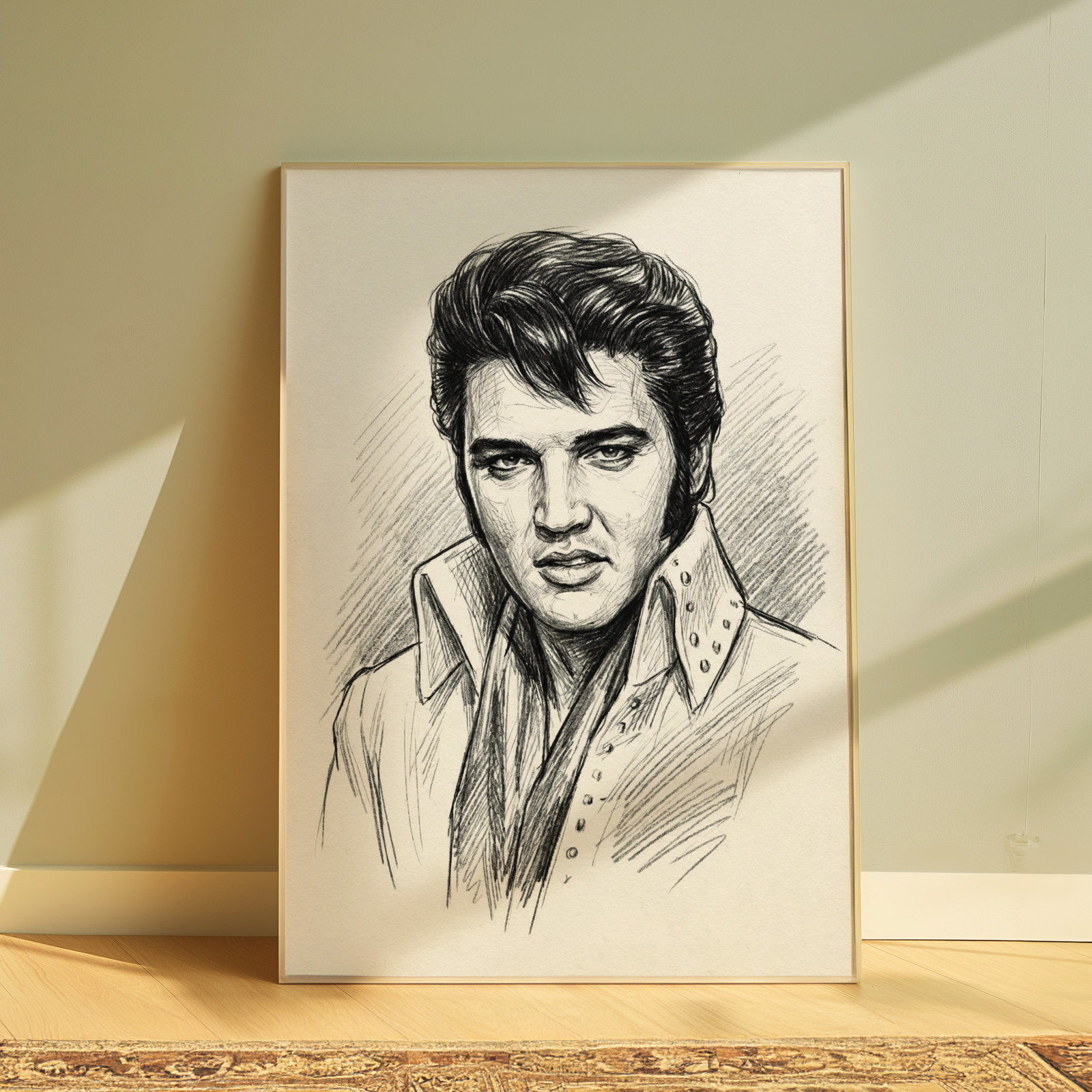 ELVIS PRESLEY DRAWING PRINT PORTRAIT SKETCH 8" x 10" ELVIS PRESLEY WALL ART