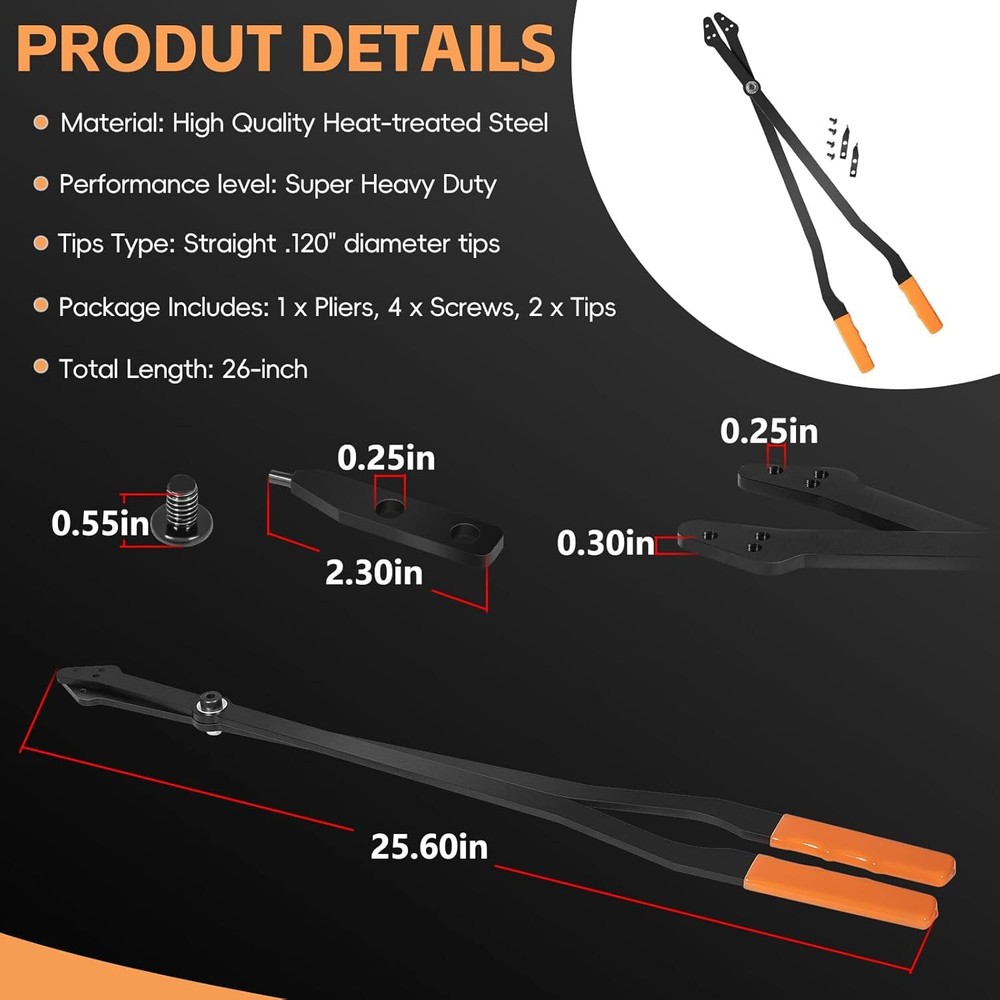 26" Internal Retaining Ring Pliers, Large Snap Ring Pliers with Straight Tips