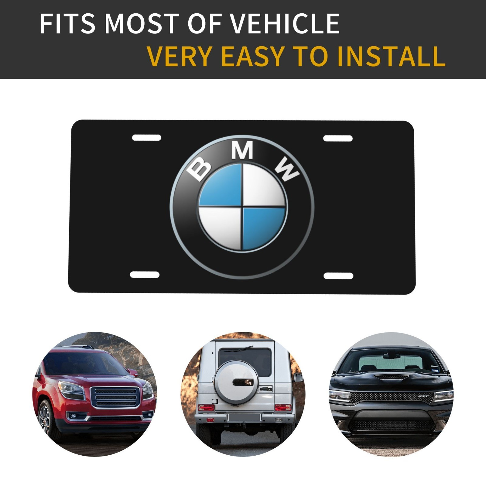 NEW 3D BLACK BMW Style License Plate Raised Emblem 6" x 12" Badge NEW✔️