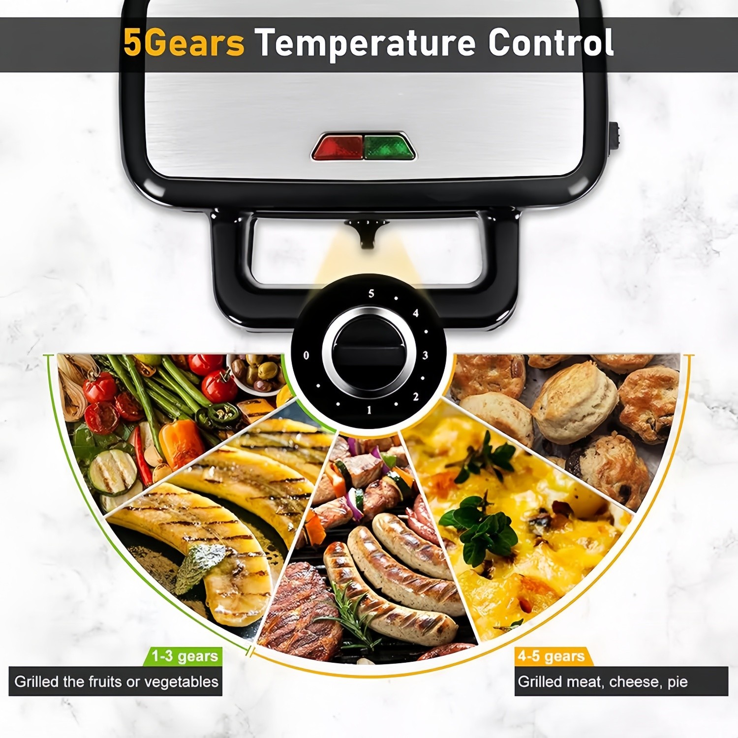 1Pack 3-In-1 Belgian Waffle Maker Machine Sandwich Iron Non-Stick Plate 1300W