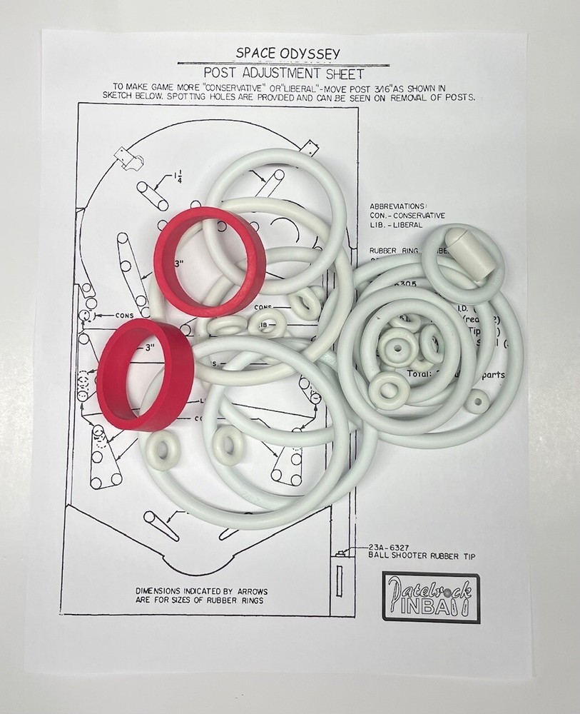 1976 Williams Space Odyssey Pinball Machine Rubber Ring Kit