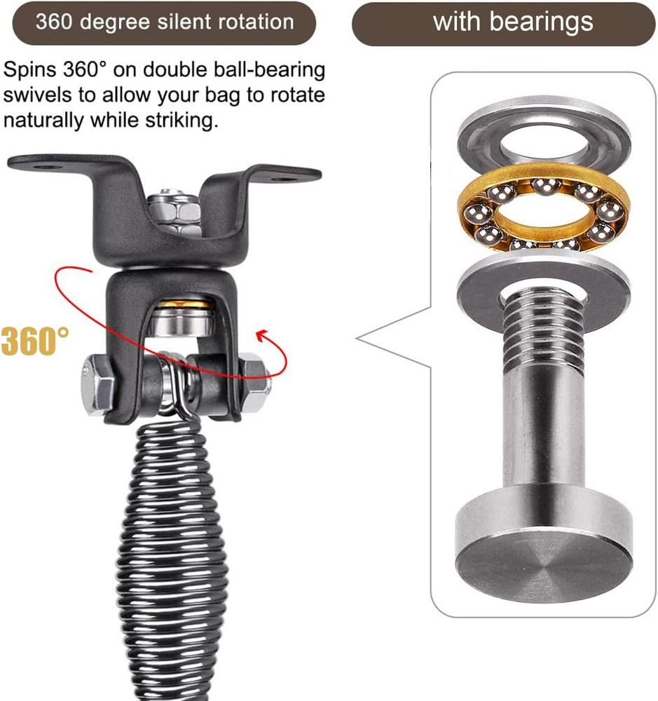 Heavy Bag Ceiling Mount with Spring & Chains 360° Rotation Punching Bag Ceiling