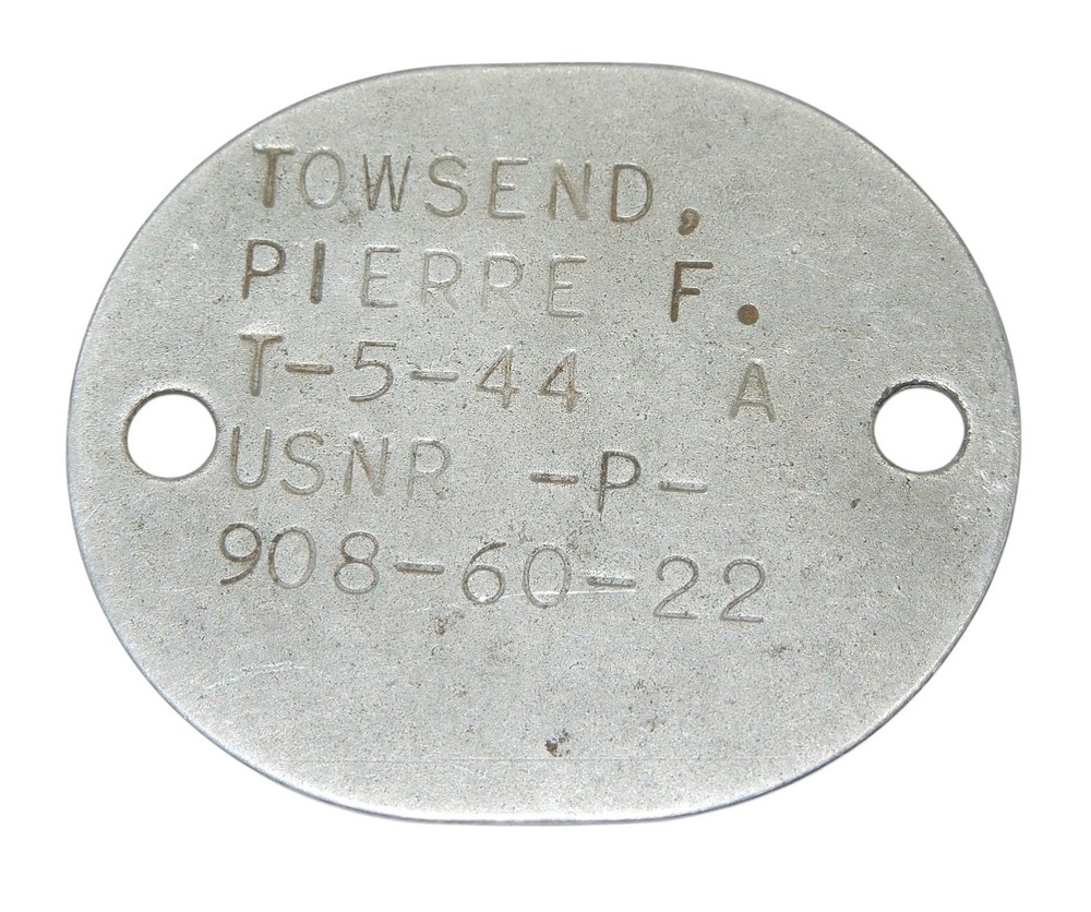 Original WWII US Navy Dog Tag USNR 1944 Townsend CA12
