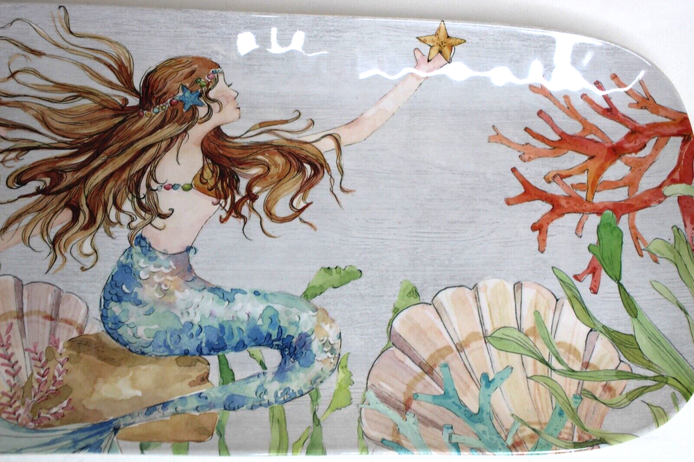Mermaid Melamine Serving Tray, Dishwasher Safe