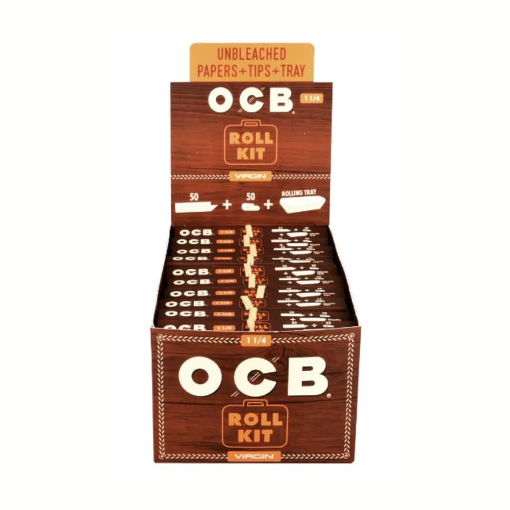 😎OCB UNBLEACHED ROLLING PAPERS + TIPS + TRAY✨1 ¼ SIZE✨20 ROLL KITS