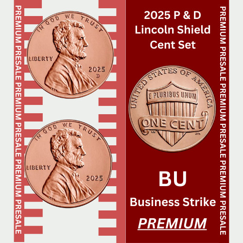 2025 P&D Lincoln Shield Cent - 2 Penny Set - RED BU - IN STOCK - SHARP!!