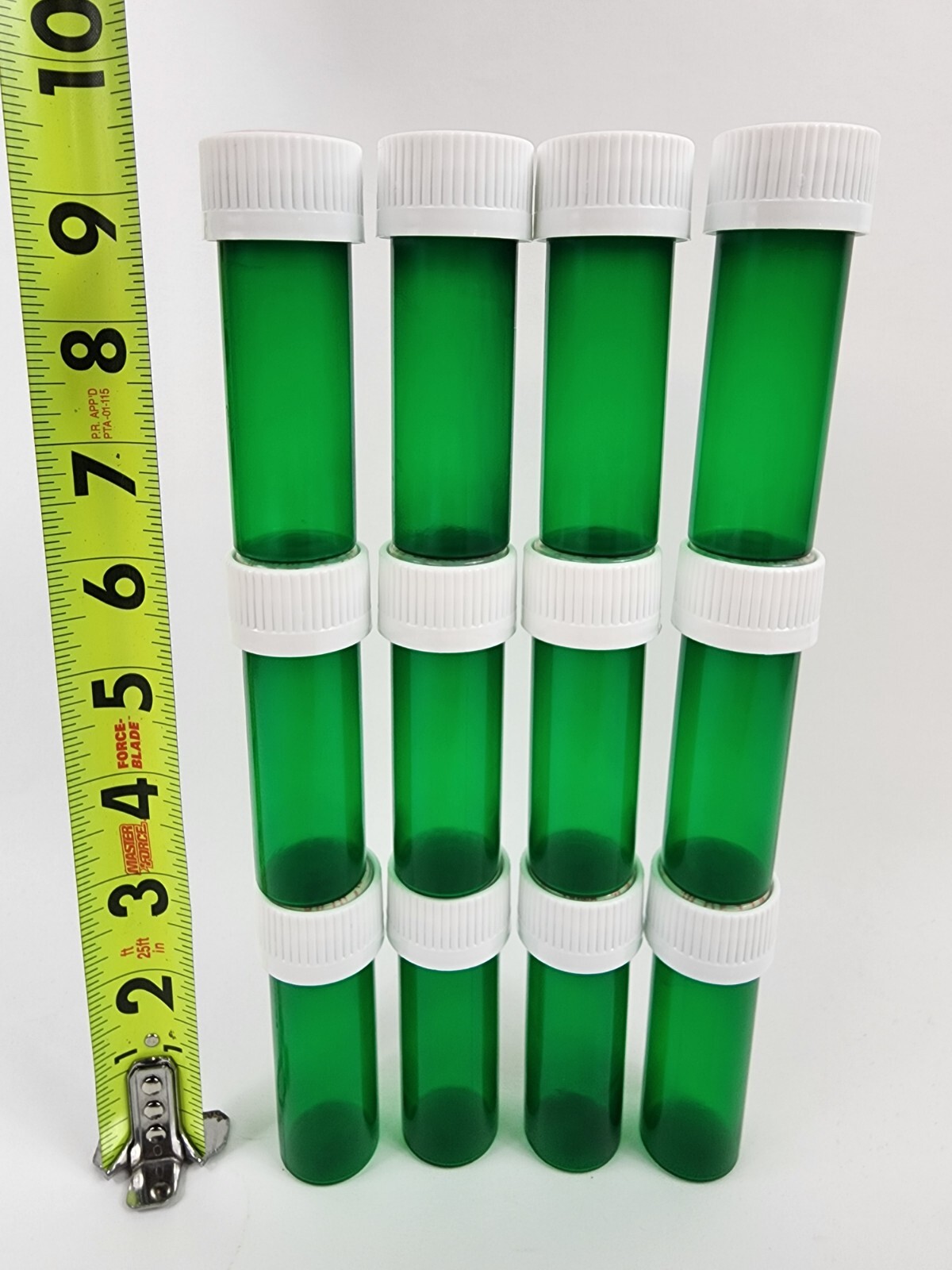 Lot of 12 Small Green Plastic Rx Pill Bottle 8 Dram for Crafts/Storage