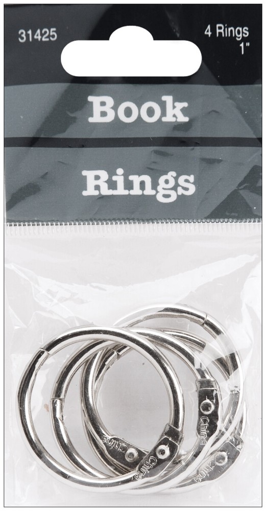 Book Rings 1" 4/Pkg Silver