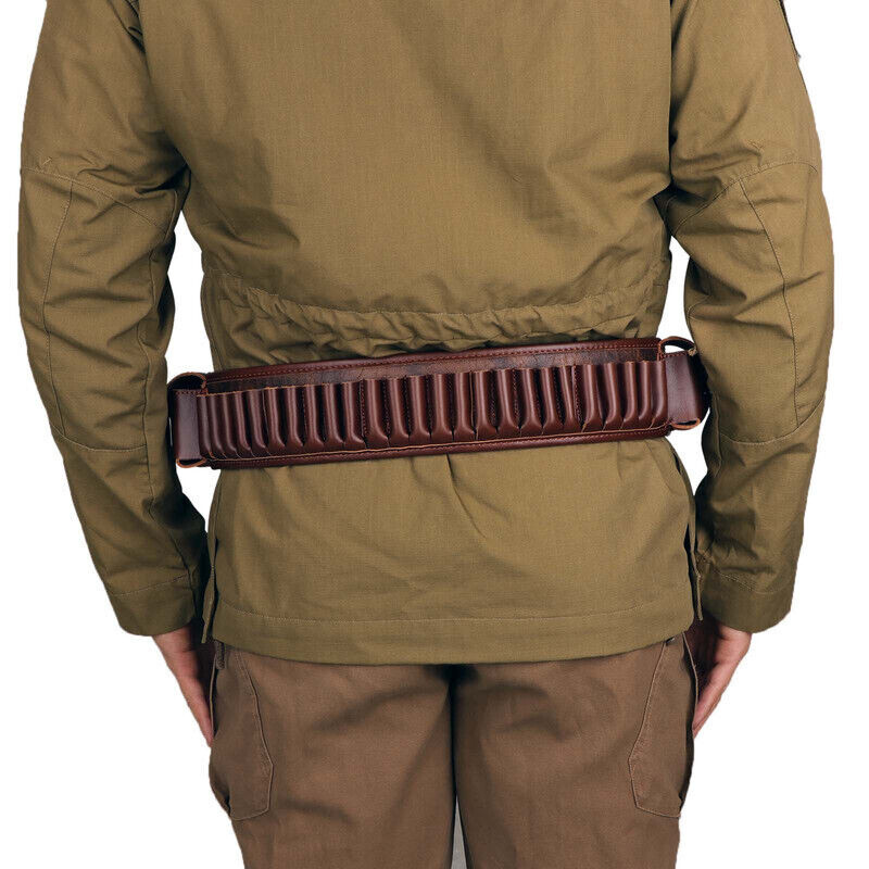 TOURBON PU Leather 410GA Ammo Belt Shotgun 45-70 Rifle Shell Carrying Side Pouch