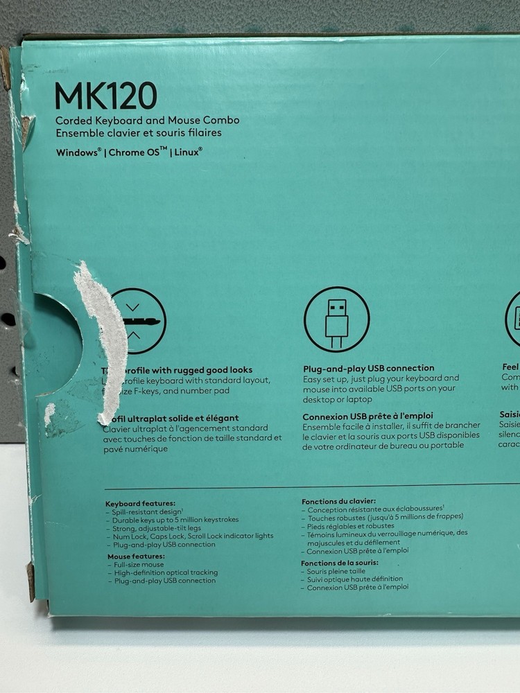 Logitech MK120 (920-002565) Wired Keyboard and Mouse Combo *NEW OPEN BOX
