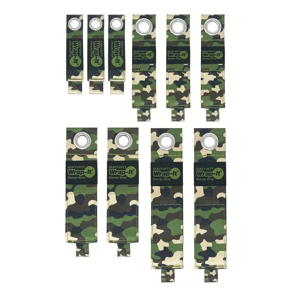 Heavy-Duty Straps - Assorted 10-Pack (Camo) - Hook and Loop Storage Strap, Ex...