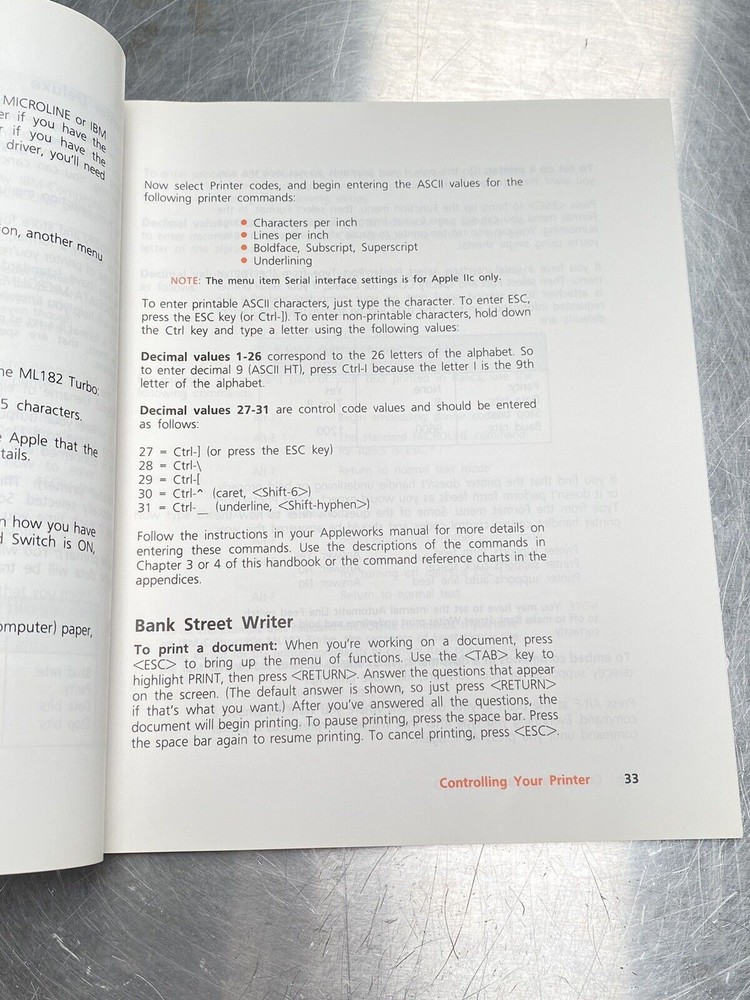 Okidata Microline 182 Turbo Printer - Handbook / Manual / Users Guide