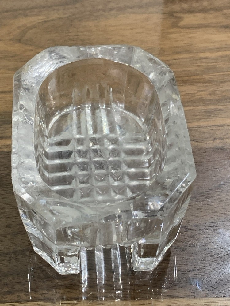 Antique EAPG Master Salt Dip Cellar Octagon Clear Pressed Glass Footed Rectangle
