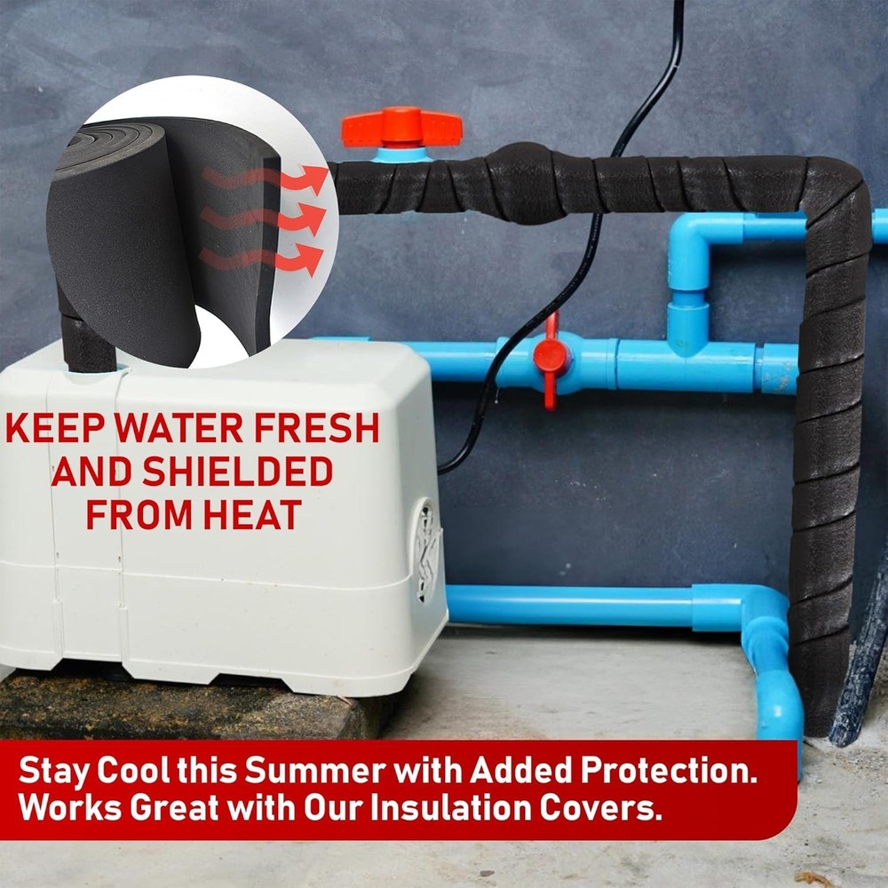 2" x 14ft Pipe Insulation Wrap - Weatherproof Foam for -Round Use