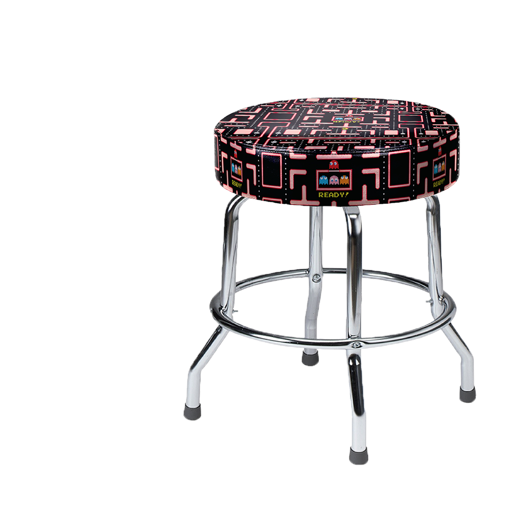 19" Ms. Pac-Man Swivel Stool Maze Pattern for Arcades NIB