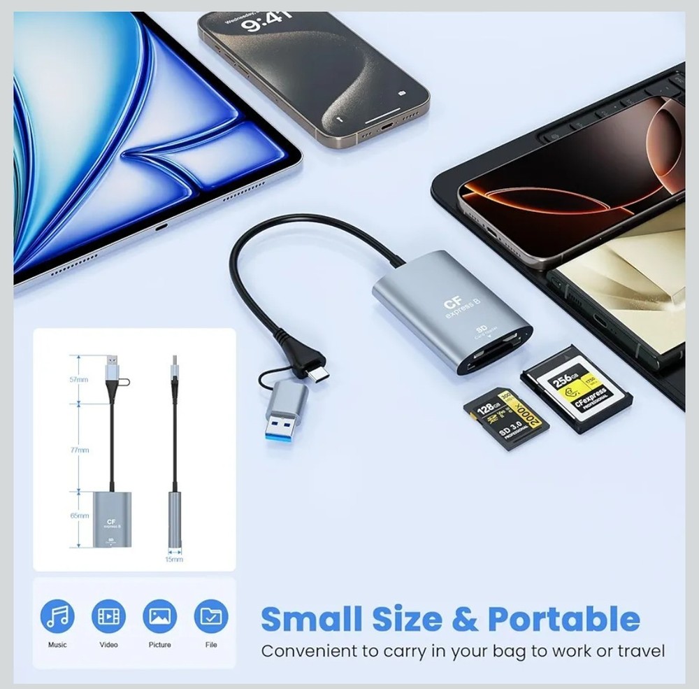CFexpress Type B and SD Two-Slot Card Reader USB 3.1 Gen 2 10Gbps Type B Reader