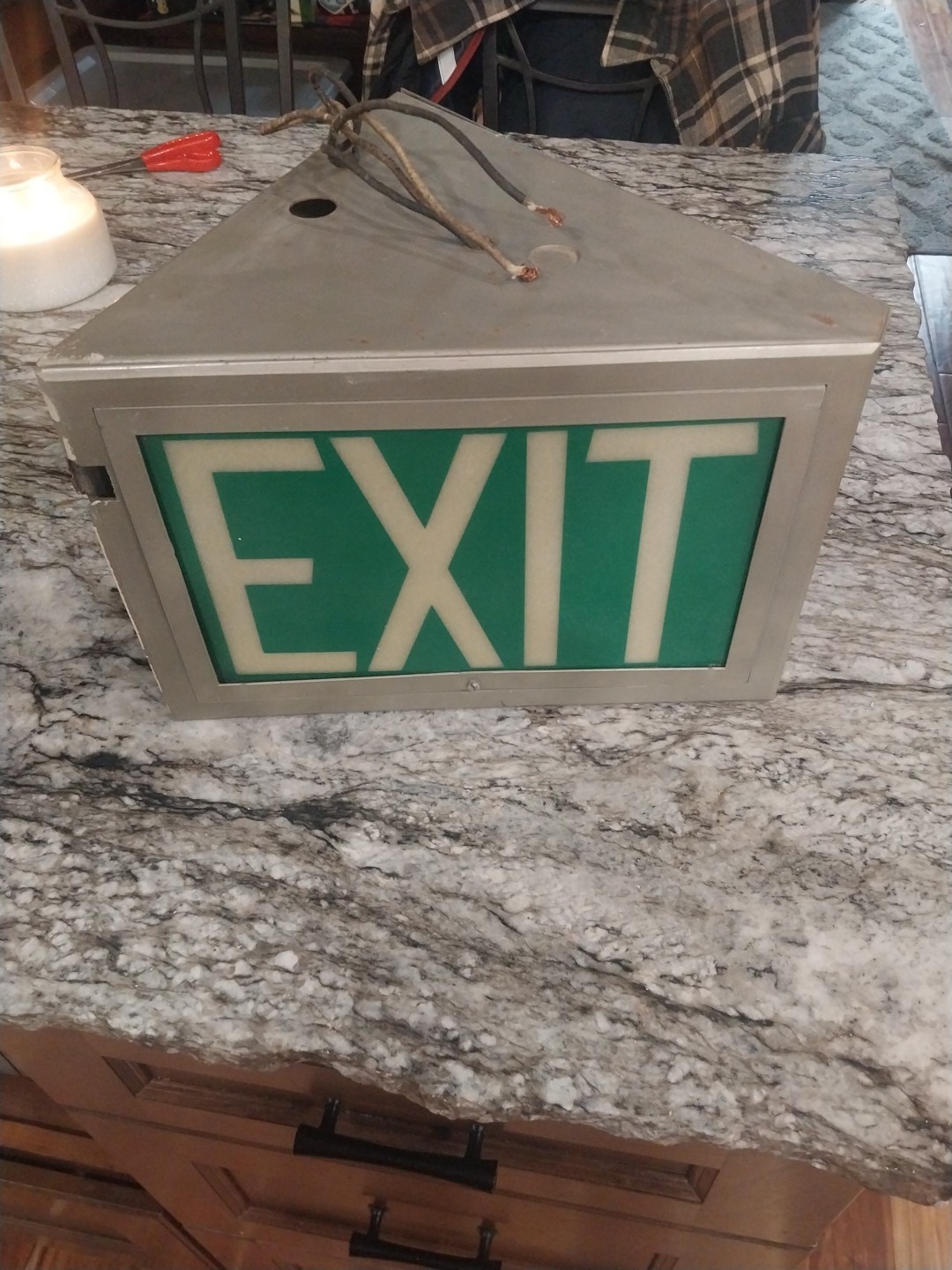 Vintage 1973 Courthouse in KY Wedge Double Sided Exit Sign