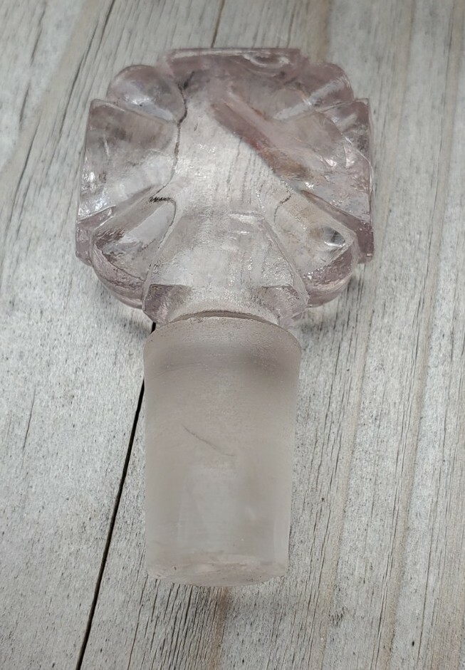 Alfred Wright Perfumer Embossed Rectangular Perfume Clear Bottle Cross Stopper