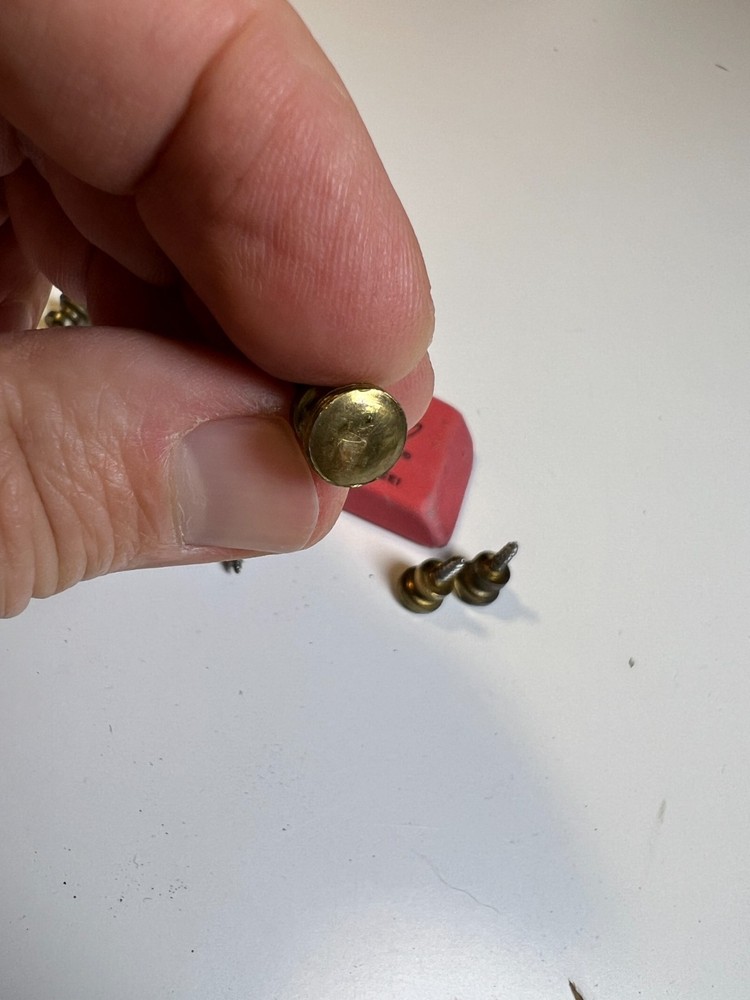 10: Tiny Small Vintage Mid Century Solid Brass Feet Knobs Handles Screw Hardware