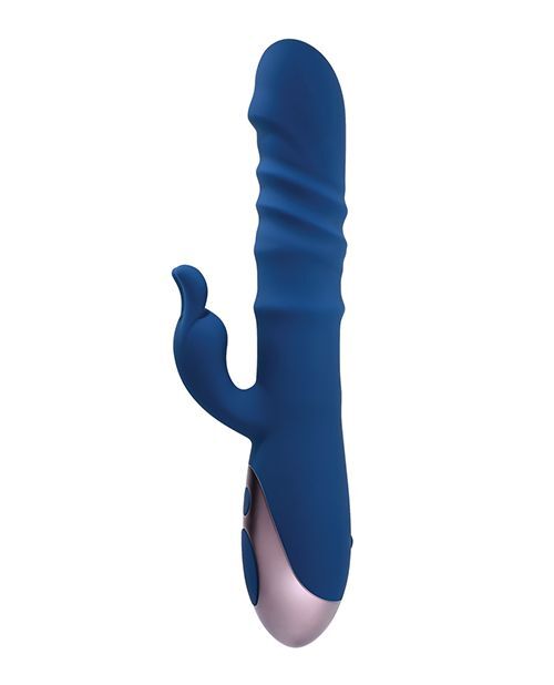 Evolved Ringer Vibe Rechargeable & Waterproof Thrusting Silicone Vibrator Blue
