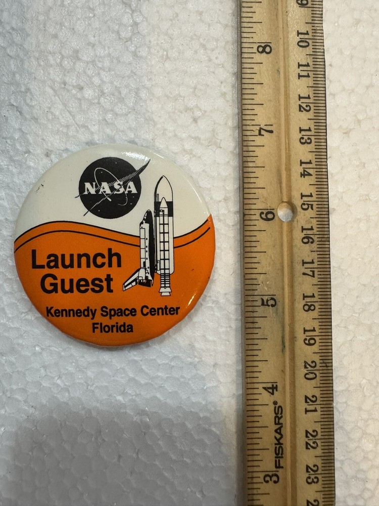 NASA Space shuttle LAUNCH GUEST BUTTON -  Orange