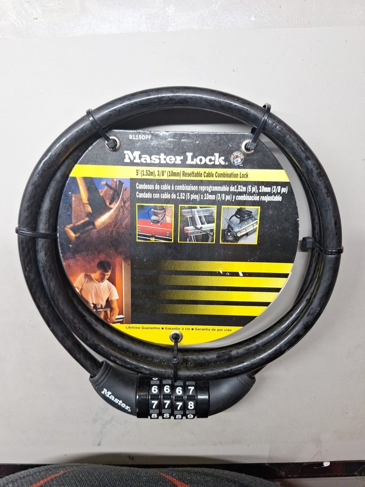 MASTER LOCK 5' Long Combination Cable Lock 3/8" Diam 8119DPF