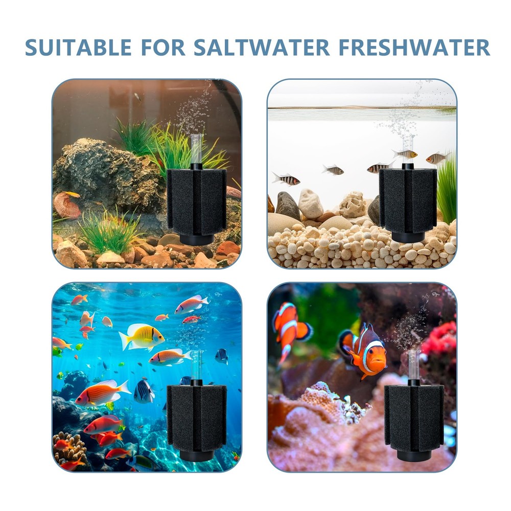 50-60 Gal Aquarium Sponge Filter Ceramic Media & Bubble Diffuser Quiet Fish Tank