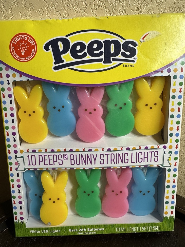 Peeps Bunny String Lights LED New Easter Indoor Battery Decor
