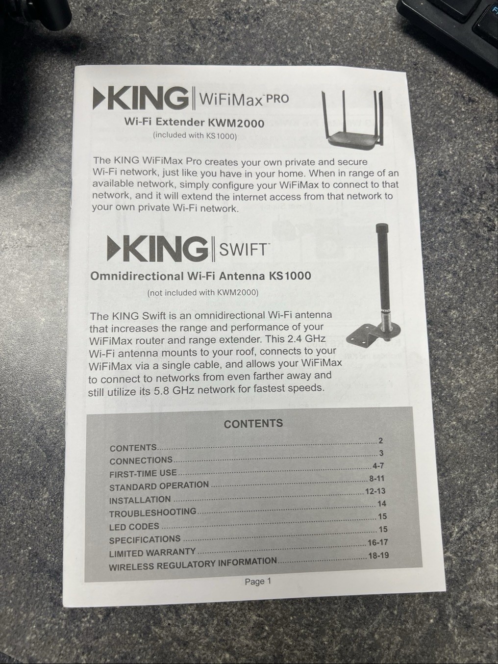 NEW! King KWM2000 King WiFiMax PRO Wi-Fi Router/Range Extender