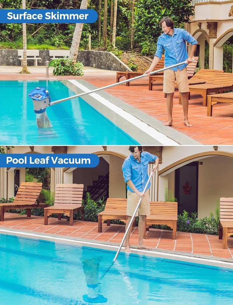 Pool Leaf Vacuum with 71.7“ Telescopic Pole, 83GPM Powerful Suction,