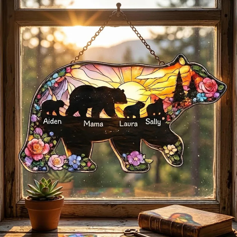 Personalized Mama Bear Custom Acrylic Suncatcher